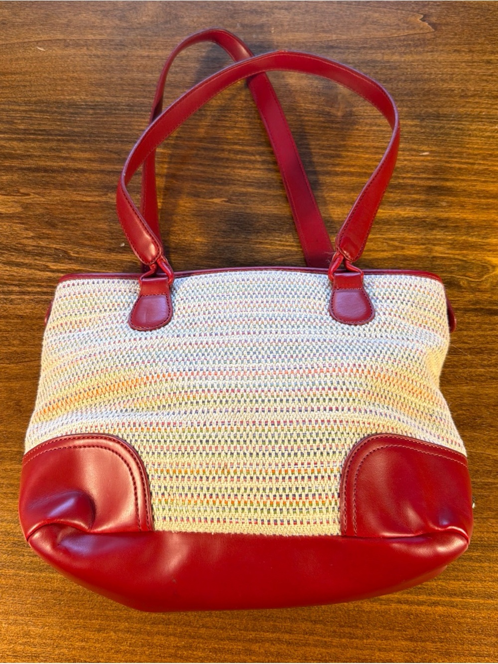 Etienne Aigner Red Trim Woven Tote